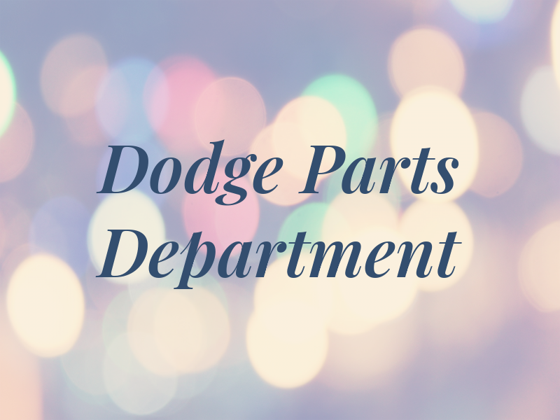 B & B Dodge Parts Department